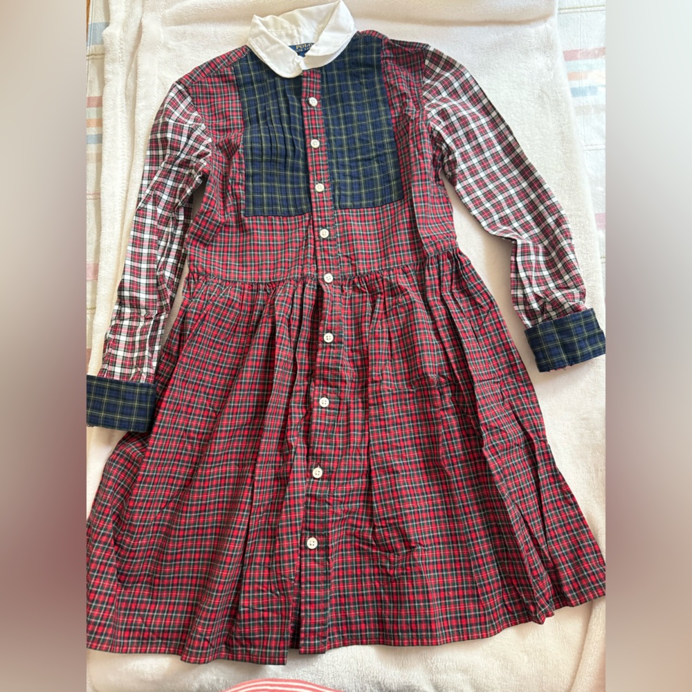 Polo by Ralph Lauren Red and Blue Plaid Kids Dress